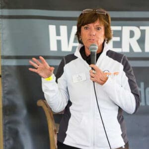 Lyn St. James speaking on behalf of Hagerty